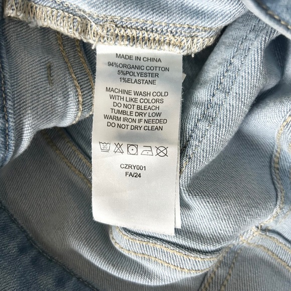 Quince Stretch High Rise Patch Pocket Wide Leg Jeans Light Wash Size 30 - Picture 7 of 8